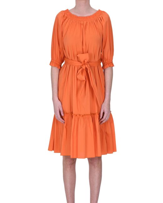 D.exterior Orange Popeline Cotton Dress