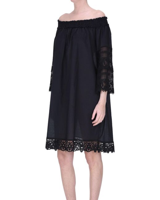 Blugirl Blumarine Black Flared Cotton Dress
