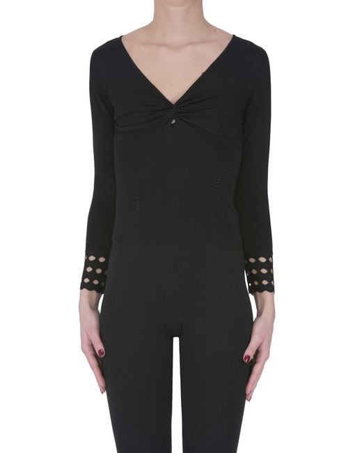 Nenette Black Cut-out Cuffs Pullover