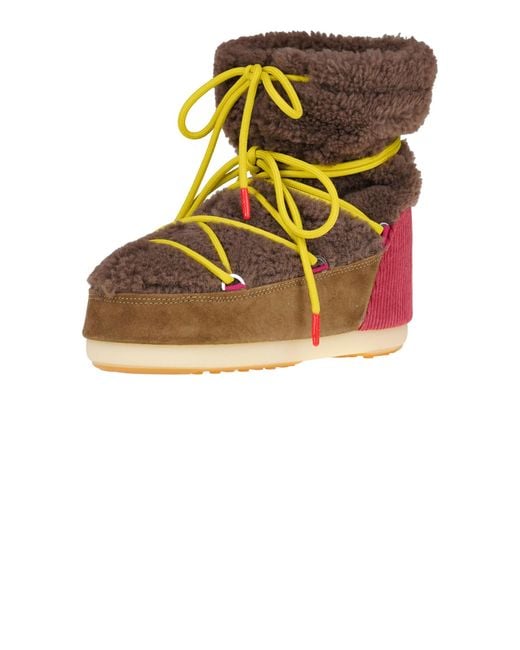 Moon Boot Brown Light Patch Shearling Winter Boots