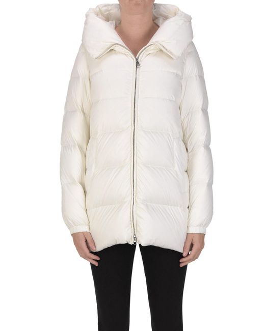 Add White Quilted Down Jacket