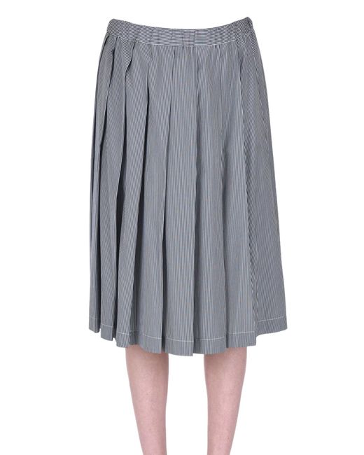 Aspesi Gray Pleated Striped Skirt