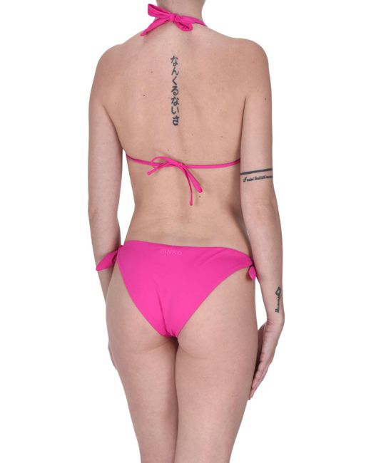 Pinko Pink Metal Designer Logo Triangle Bikini
