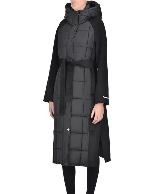 Pennyblack Black Wool-blend Cloth Insert Down Jacket