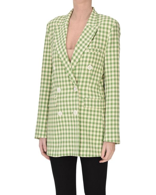 FRONT STREET 8 Green Checked Print Double Breasted Blazer