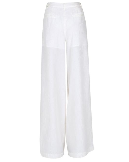 Blugirl Blumarine White Lurex Stripes Wide Trousers