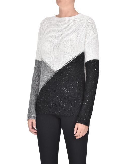 Clips Gray Embellished Color-block Pullover
