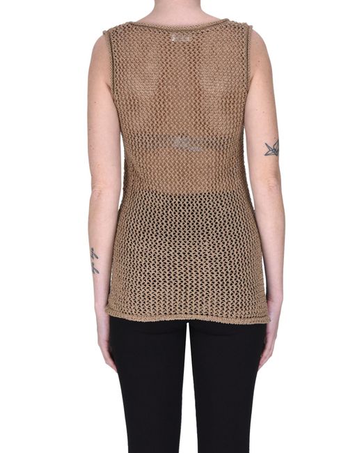 P.A.R.O.S.H. Brown Cut-out Knit Gilet