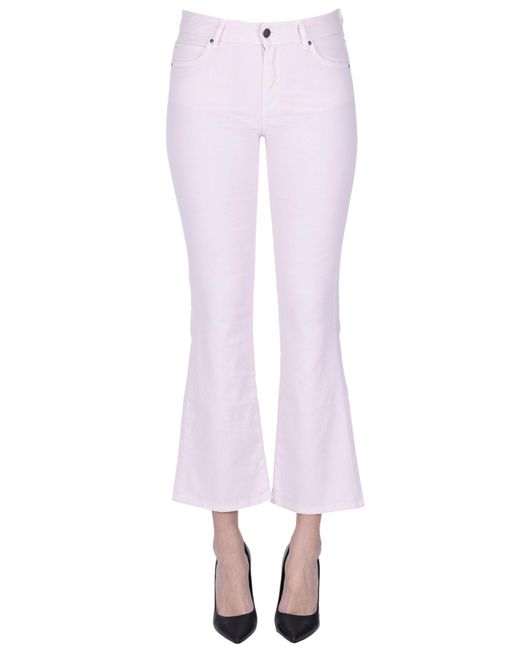 CIGALA'S Pink Cropped Linen And Cotton Jeans