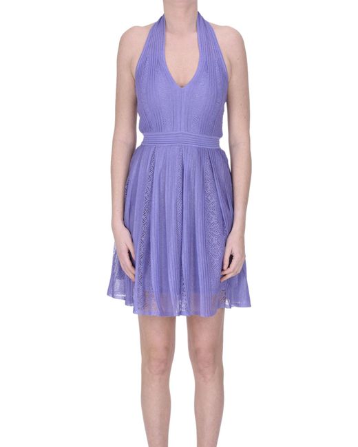 Nenette Purple Pleated Knit Dress