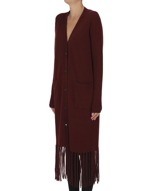 Allude Purple Fringed Maxi Cardigan