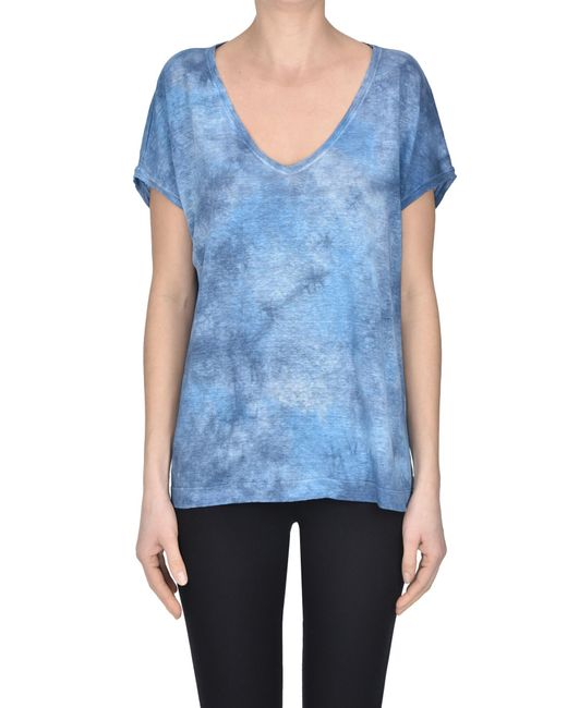 Avant Toi Blue Gradient Effect Linen T-shirt