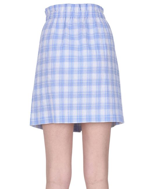 Bellerose Blue Checked Print Mini Skirt