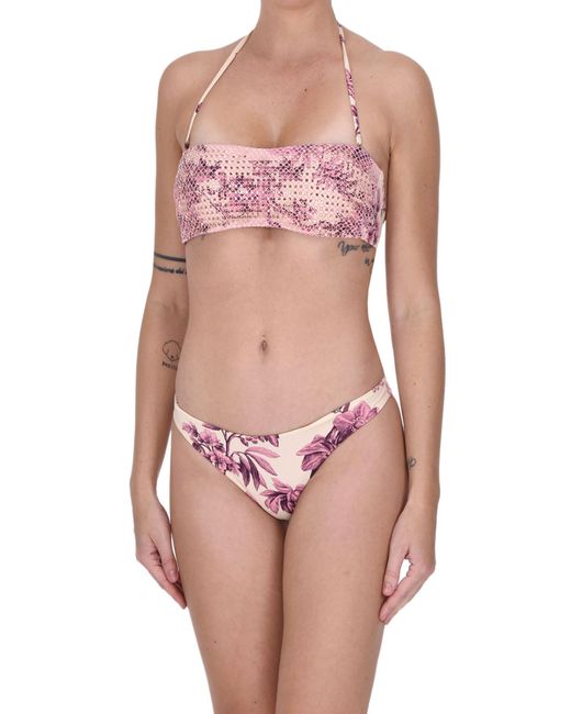 Bikini a fascia con strass di Miss Bikini in Pink