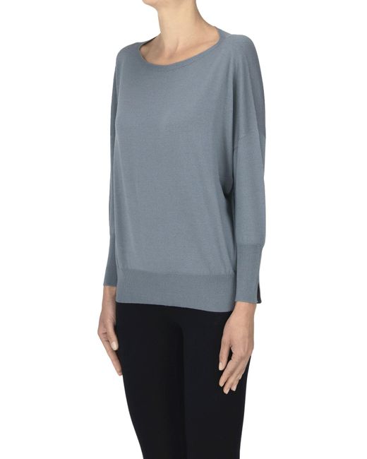 Slowear Blue Extrafine Wool Knit Pullover