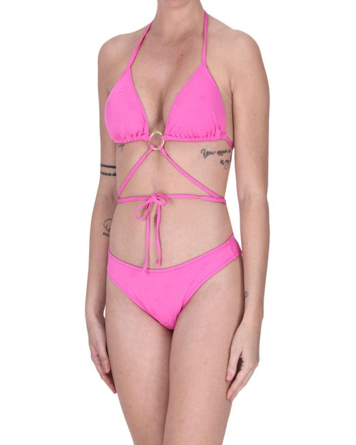 Bikini a triangolo con anello metallico logato di Chiara Ferragni in Pink