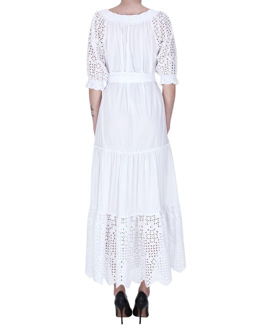 D.exterior White Sangallo Lace Inserts Dress