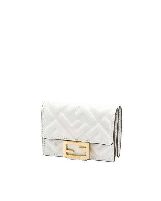 Fendi White Micro Trifold Nappa Matisse Wallet