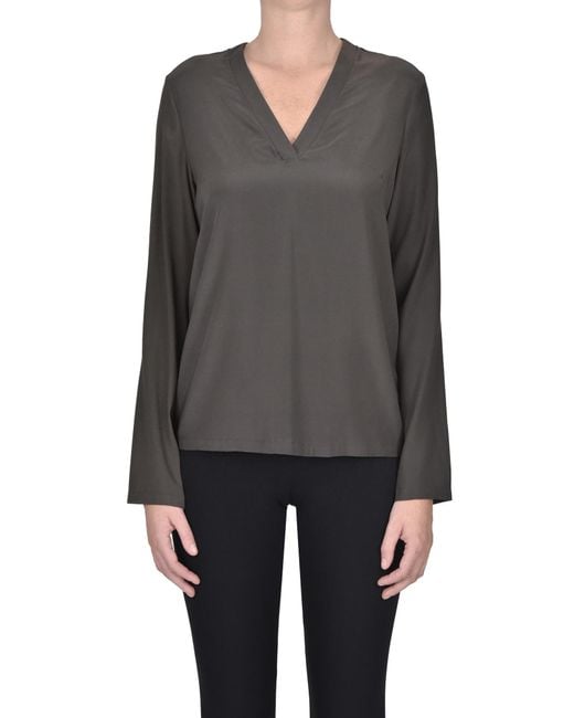 Camicettasnob Gray Silk Crepè Blouse