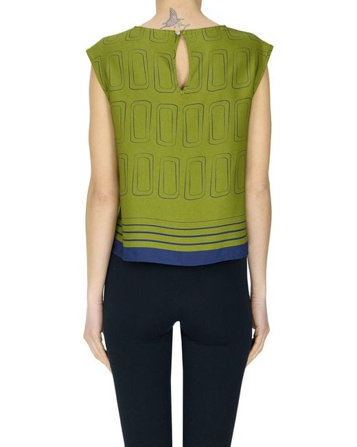 Slowear Green Printed Boxy Top