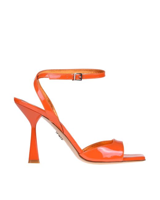 Sergio Levantesi Orange Tania Patent Leather Sandals