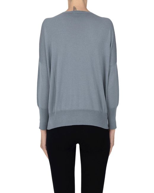 Slowear Blue Extrafine Wool Knit Pullover