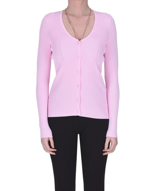 Blugirl Blumarine Pink Ribbed Knit Cardigan