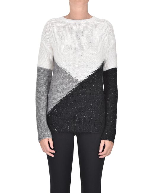 Clips Gray Embellished Color-block Pullover