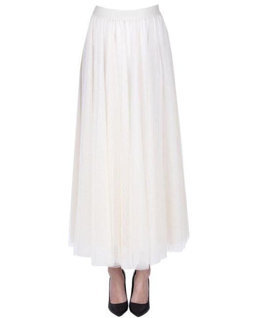 Twin Set White Pleated Tulle Skirt