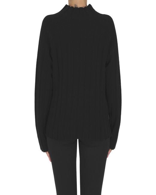 MILLENOVECENTOCINQUANTA7 Black Ribbed Knit Pullover
