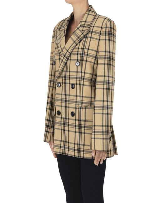 AMI Natural Checked Print Blazer