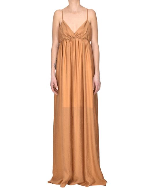 Momoní Brown Jacquard Satin Slip Dress