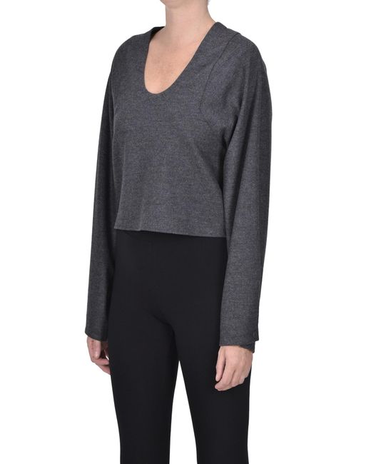 Tibi Black Flared Cloth Top