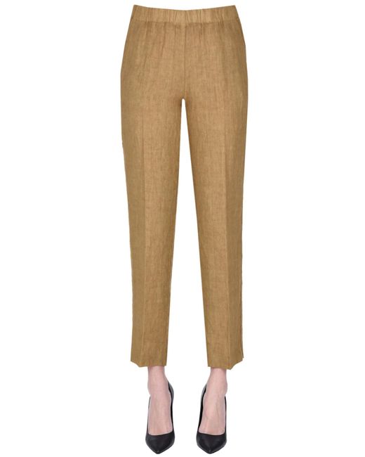 Kiltie Natural Linen Trousers