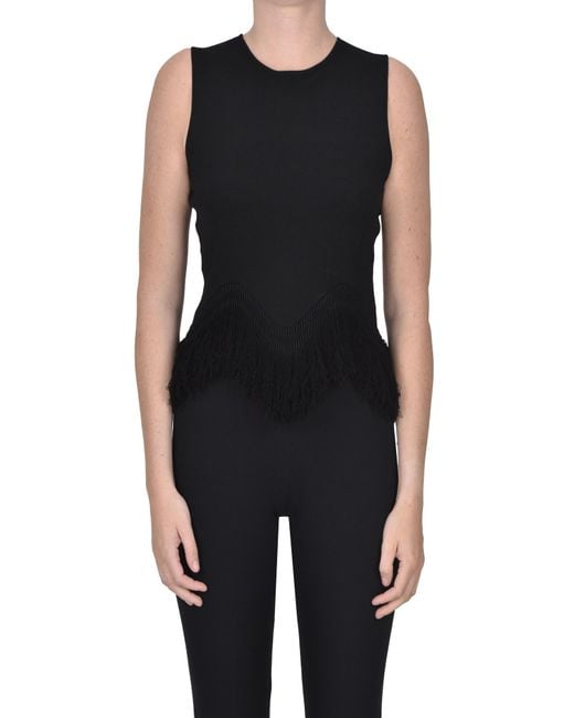 Ulla Johnson Black Fringed Knit Top