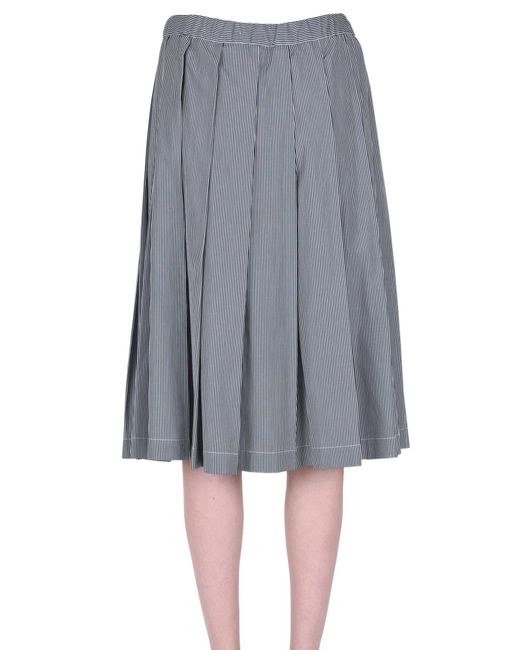 Aspesi Gray Pleated Striped Skirt