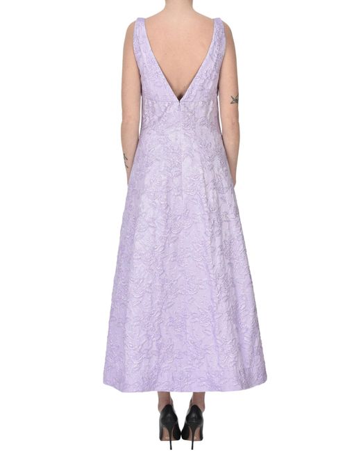 Philosophy Di Lorenzo Serafini Purple Brocade Fabric Midi Dress