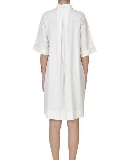 Alpha Studio White Jersey Shirt Dress