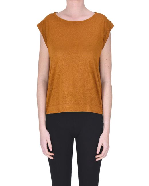 T-shirt in lino di Niu in Orange
