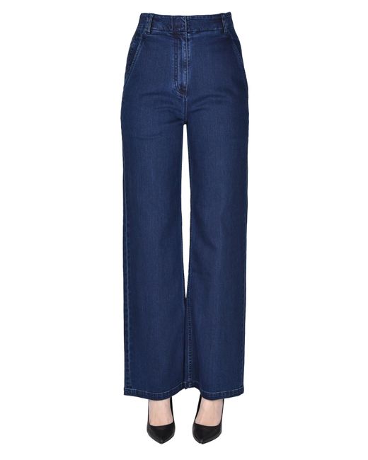 Tibi Blue Wide Leg Jeans