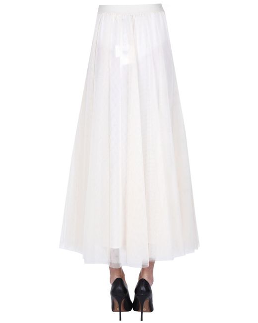 Twin Set White Pleated Tulle Skirt