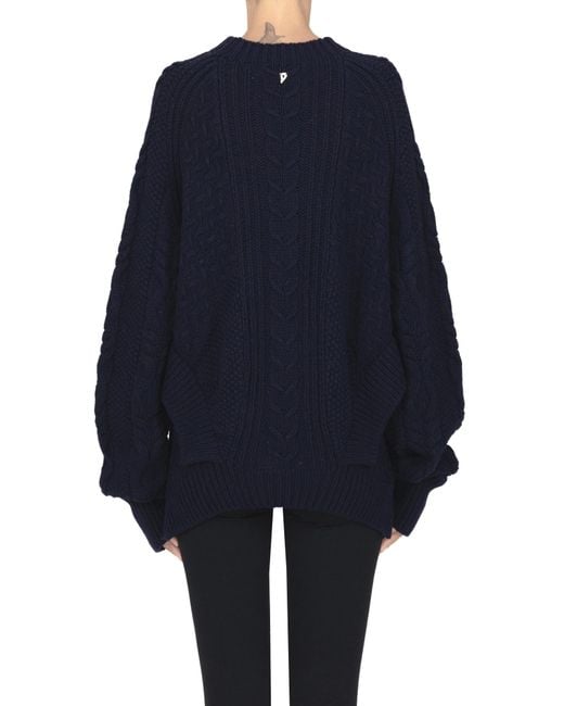 Dondup Blue Chunky Woven Knit Pullover