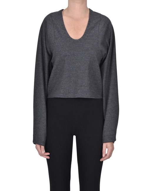 Tibi Black Flared Cloth Top