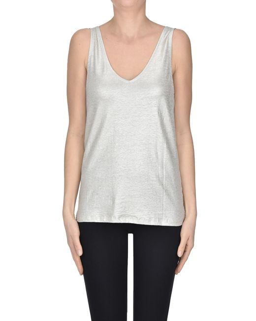 Top in lino metallizzato di Majestic Filatures in White