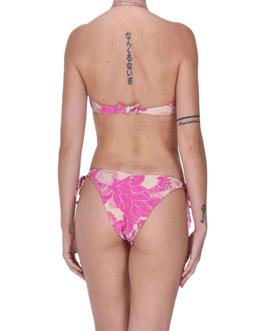 Miss Bikini Pink Printed Bandeau Bikini