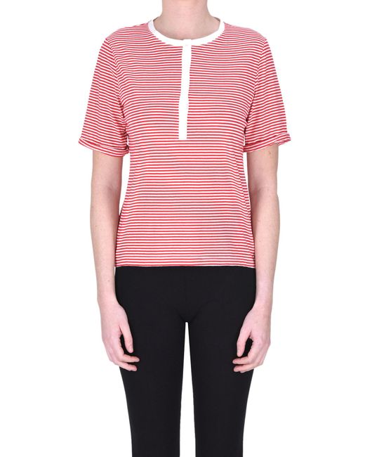 Fortela Pink Striped Cotton Serafino T-shirt