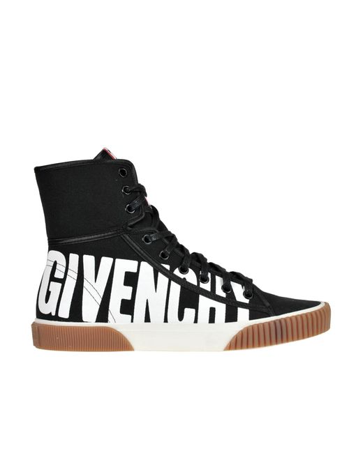 Givenchy Black Designer Logo High-top Canvas Sneakers