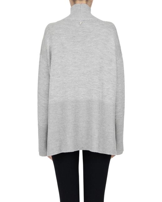 Dondup Gray Turtleneck Boxy Pullover