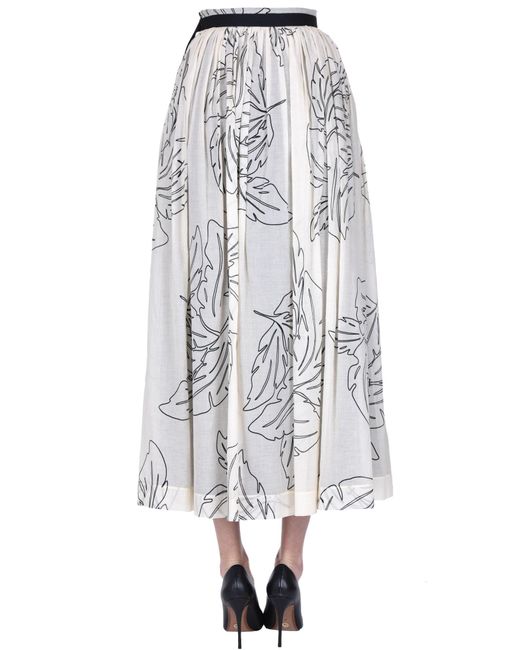 Gentry Portofino White Printed Long Skirt