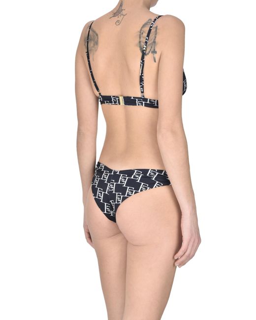 Elisabetta Franchi Black Designer Logo Print Bikini
